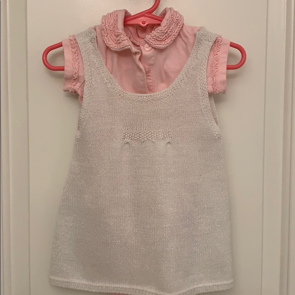 FIRST IMPRESSIONS Baby Girl Pink and Cream Two Piece Outfit Size 12M EUC